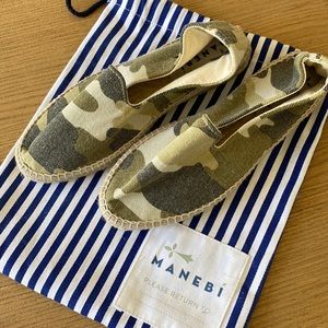 Brand New Manebi Espadrilles.  NEVER WORN - Size 38.  Camouflage print!  Cute!
